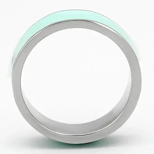 Silver Rings for Women Stainless Steel TK836 with Epoxy in Turquoise - Jewelry Store by Erik Rayo