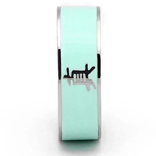 Silver Rings for Women Stainless Steel TK836 with Epoxy in Turquoise - Jewelry Store by Erik Rayo