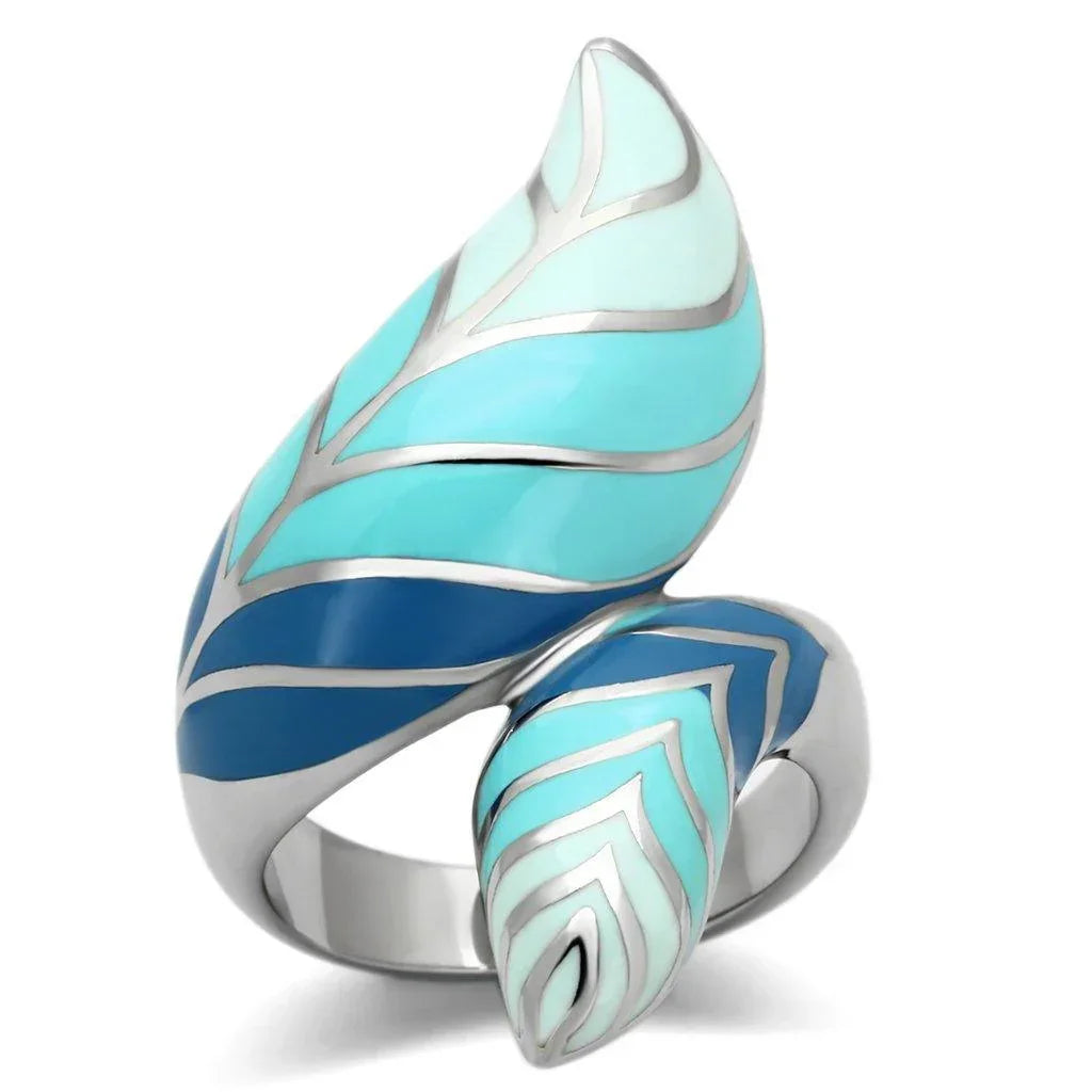 Silver Rings for Women Stainless Steel TK838 with Epoxy in Multi Color - Jewelry Store by Erik Rayo
