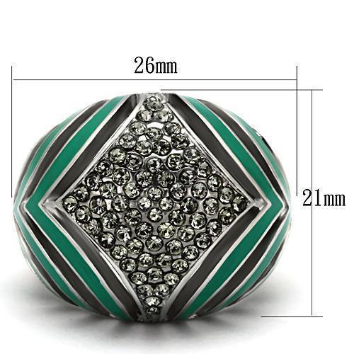 Silver Rings for Women Stainless Steel TK839 with Top Grade Crystal in Black Diamond - Jewelry Store by Erik Rayo