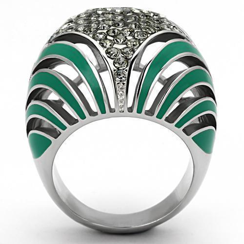 Silver Rings for Women Stainless Steel TK839 with Top Grade Crystal in Black Diamond - Jewelry Store by Erik Rayo