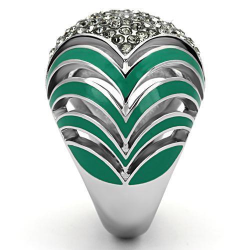 Silver Rings for Women Stainless Steel TK839 with Top Grade Crystal in Black Diamond - Jewelry Store by Erik Rayo