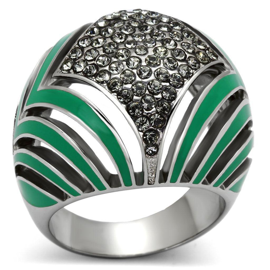 Silver Rings for Women Stainless Steel TK839 with Top Grade Crystal in Black Diamond - Jewelry Store by Erik Rayo