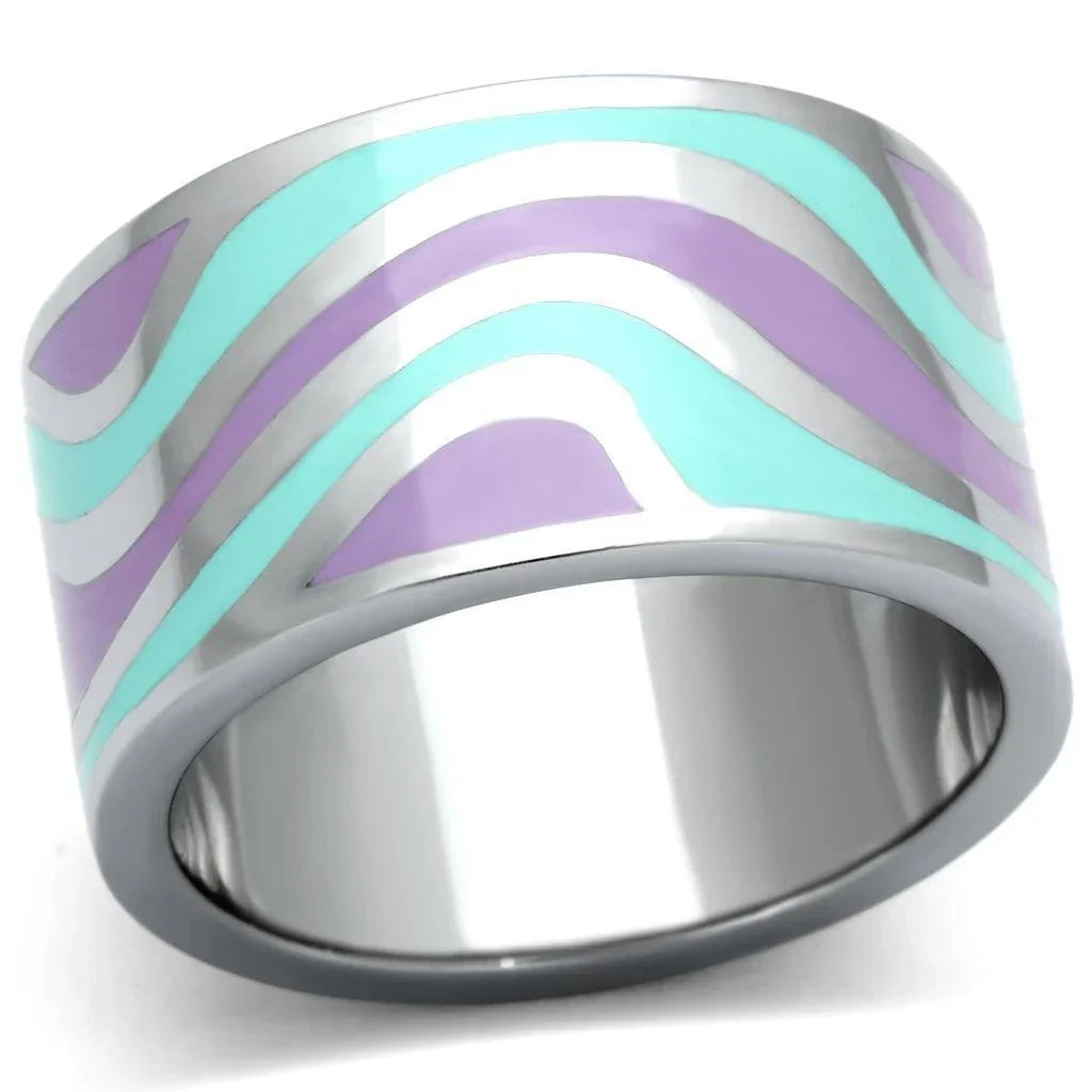 Silver Rings for Women Stainless Steel TK840 with Epoxy in Multi Color - Jewelry Store by Erik Rayo