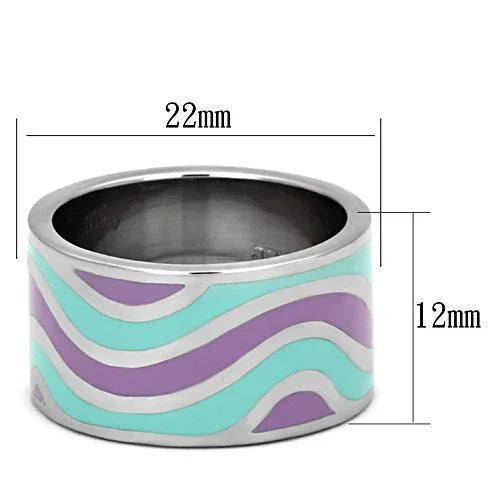 Silver Rings for Women Stainless Steel TK840 with Epoxy in Multi Color - Jewelry Store by Erik Rayo