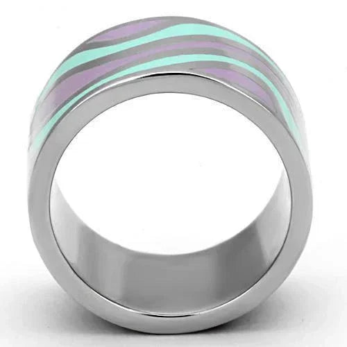 Silver Rings for Women Stainless Steel TK840 with Epoxy in Multi Color - Jewelry Store by Erik Rayo