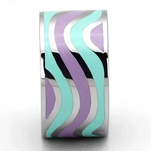 Silver Rings for Women Stainless Steel TK840 with Epoxy in Multi Color - Jewelry Store by Erik Rayo