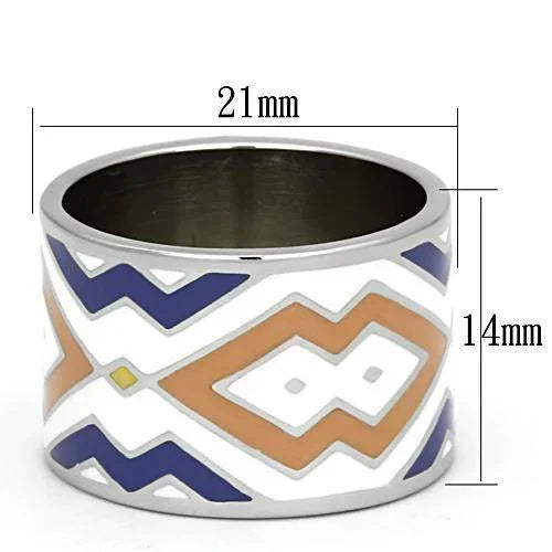 Silver Rings for Women Stainless Steel TK841 with Epoxy in Multi Color - Jewelry Store by Erik Rayo