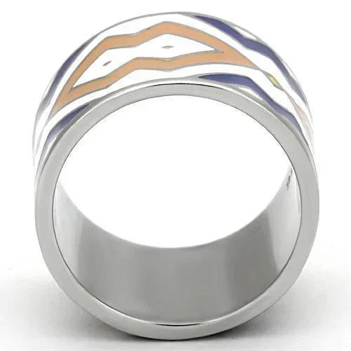 Silver Rings for Women Stainless Steel TK841 with Epoxy in Multi Color - Jewelry Store by Erik Rayo