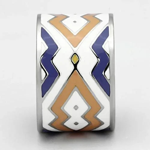Silver Rings for Women Stainless Steel TK841 with Epoxy in Multi Color - Jewelry Store by Erik Rayo