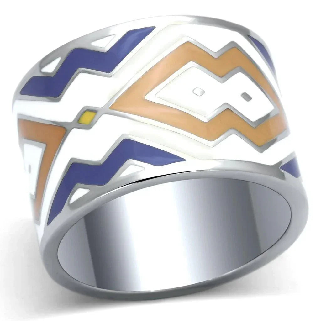 Silver Rings for Women Stainless Steel TK841 with Epoxy in Multi Color - Jewelry Store by Erik Rayo