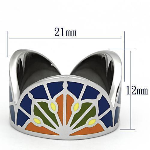 Silver Rings for Women Stainless Steel TK842 with Epoxy in Multi Color - Jewelry Store by Erik Rayo