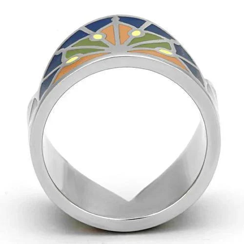 Silver Rings for Women Stainless Steel TK842 with Epoxy in Multi Color - Jewelry Store by Erik Rayo