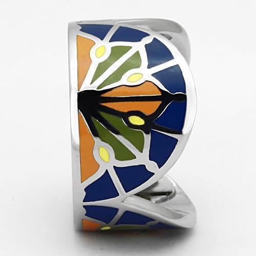 Silver Rings for Women Stainless Steel TK842 with Epoxy in Multi Color - Jewelry Store by Erik Rayo