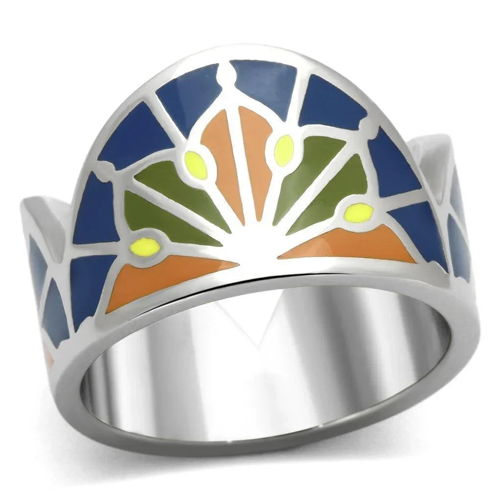 Silver Rings for Women Stainless Steel TK842 with Epoxy in Multi Color - Jewelry Store by Erik Rayo