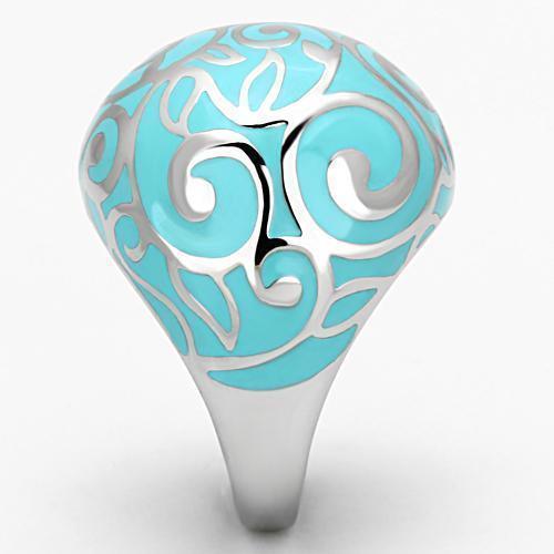 Silver Rings for Women Stainless Steel TK845 with Epoxy in Aquamarine - Jewelry Store by Erik Rayo
