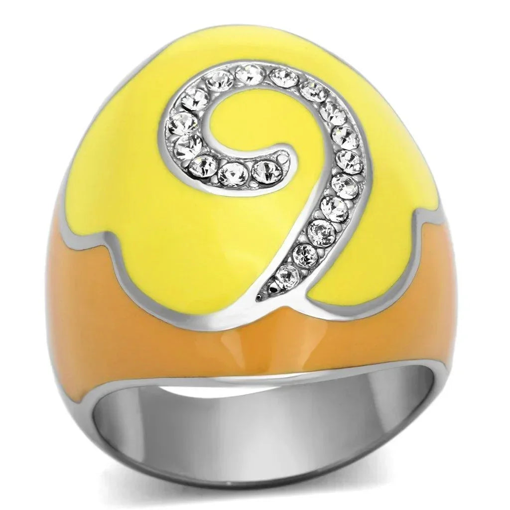 Silver Rings for Women Stainless Steel TK846 with Top Grade Crystal in Clear - Jewelry Store by Erik Rayo