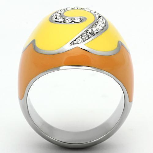 Silver Rings for Women Stainless Steel TK846 with Top Grade Crystal in Clear - Jewelry Store by Erik Rayo