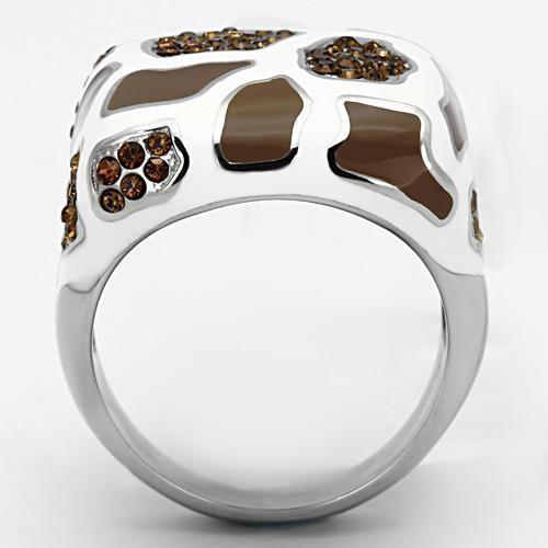 Silver Rings for Women Stainless Steel TK847 with Top Grade Crystal in Smoked Quartz - Jewelry Store by Erik Rayo