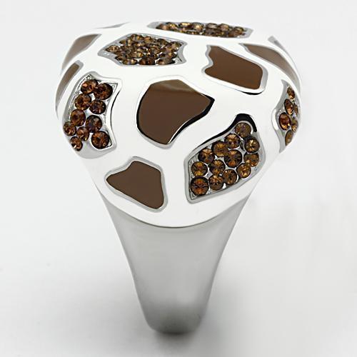 Silver Rings for Women Stainless Steel TK847 with Top Grade Crystal in Smoked Quartz - Jewelry Store by Erik Rayo