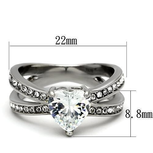 Silver Rings for Women Stainless Steel TK851 with AAA Grade Cubic Zirconia in Clear - Jewelry Store by Erik Rayo