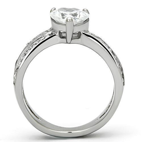 Silver Rings for Women Stainless Steel TK851 with AAA Grade Cubic Zirconia in Clear - Jewelry Store by Erik Rayo