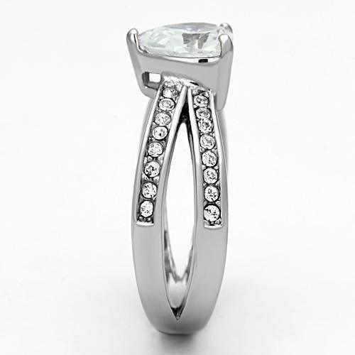 Silver Rings for Women Stainless Steel TK851 with AAA Grade Cubic Zirconia in Clear - Jewelry Store by Erik Rayo