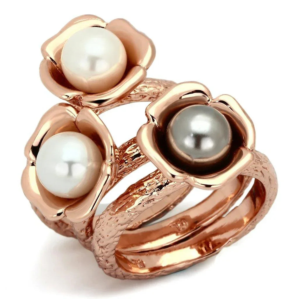 Silver Rings for Women Stainless Steel TK852 IP Rose Gold(Ion Plating) Stainless Steel Ring with Glass Bead in Multi Color - Jewelry Store by Erik Rayo