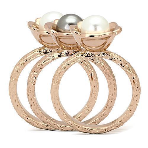 Silver Rings for Women Stainless Steel TK852 IP Rose Gold(Ion Plating) Stainless Steel Ring with Glass Bead in Multi Color - Jewelry Store by Erik Rayo