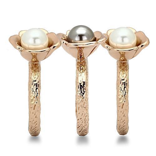 Silver Rings for Women Stainless Steel TK852 IP Rose Gold(Ion Plating) Stainless Steel Ring with Glass Bead in Multi Color - Jewelry Store by Erik Rayo
