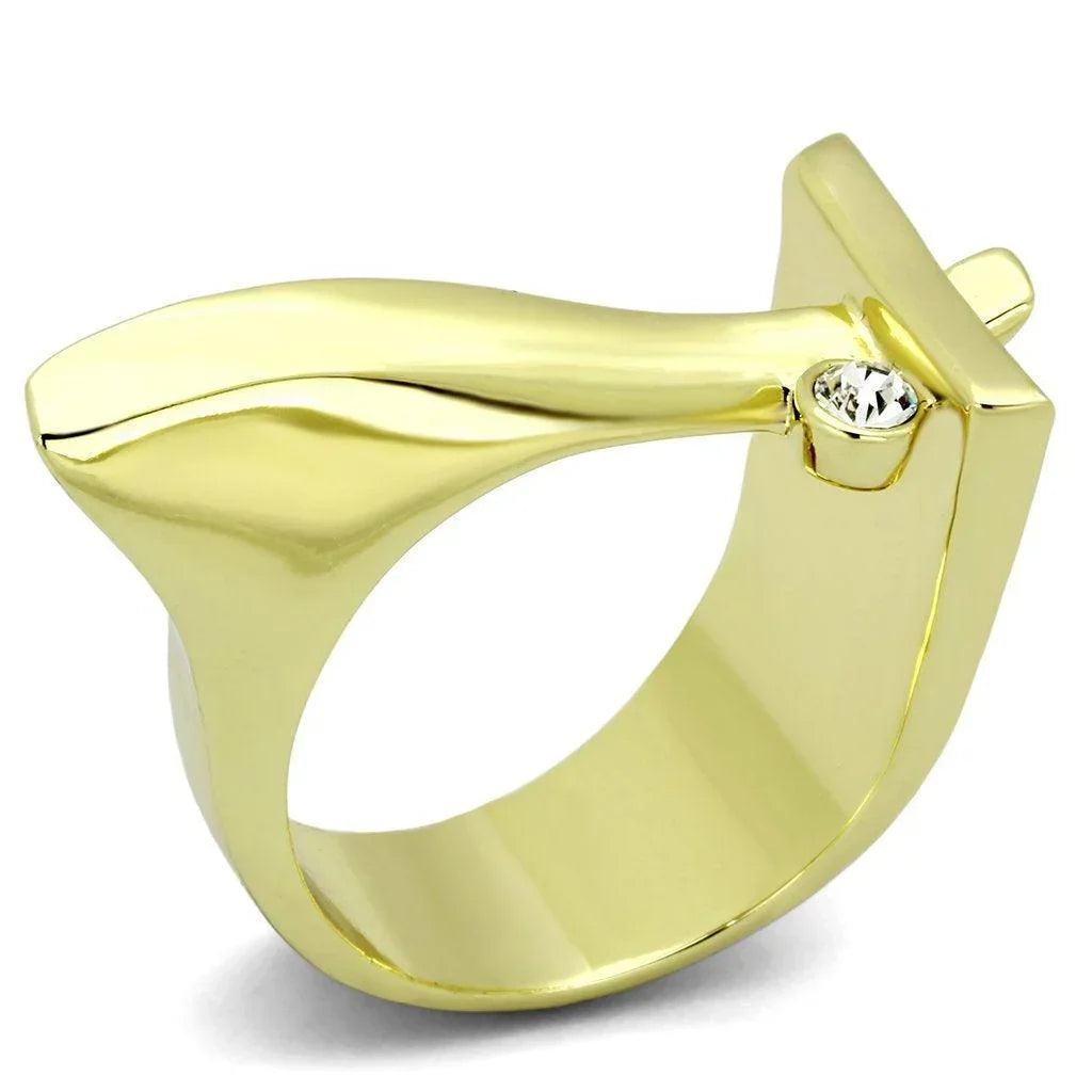 Gold Rings for Women Stainless Steel TK853 with Top Grade Crystal in Clear - Jewelry Store by Erik Rayo
