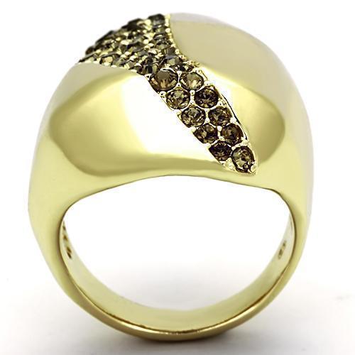 Gold Rings for Women Stainless Steel TK854 with Top Grade Crystal in Smoked Quartz - Jewelry Store by Erik Rayo