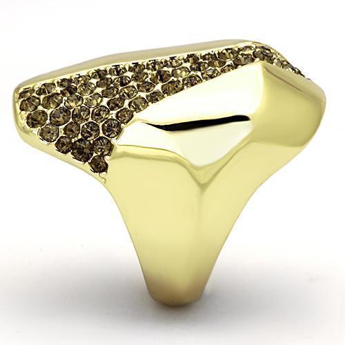 Gold Rings for Women Stainless Steel TK854 with Top Grade Crystal in Smoked Quartz - Jewelry Store by Erik Rayo