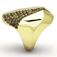 Load image into Gallery viewer, Gold Rings for Women Stainless Steel TK854 with Top Grade Crystal in Smoked Quartz
