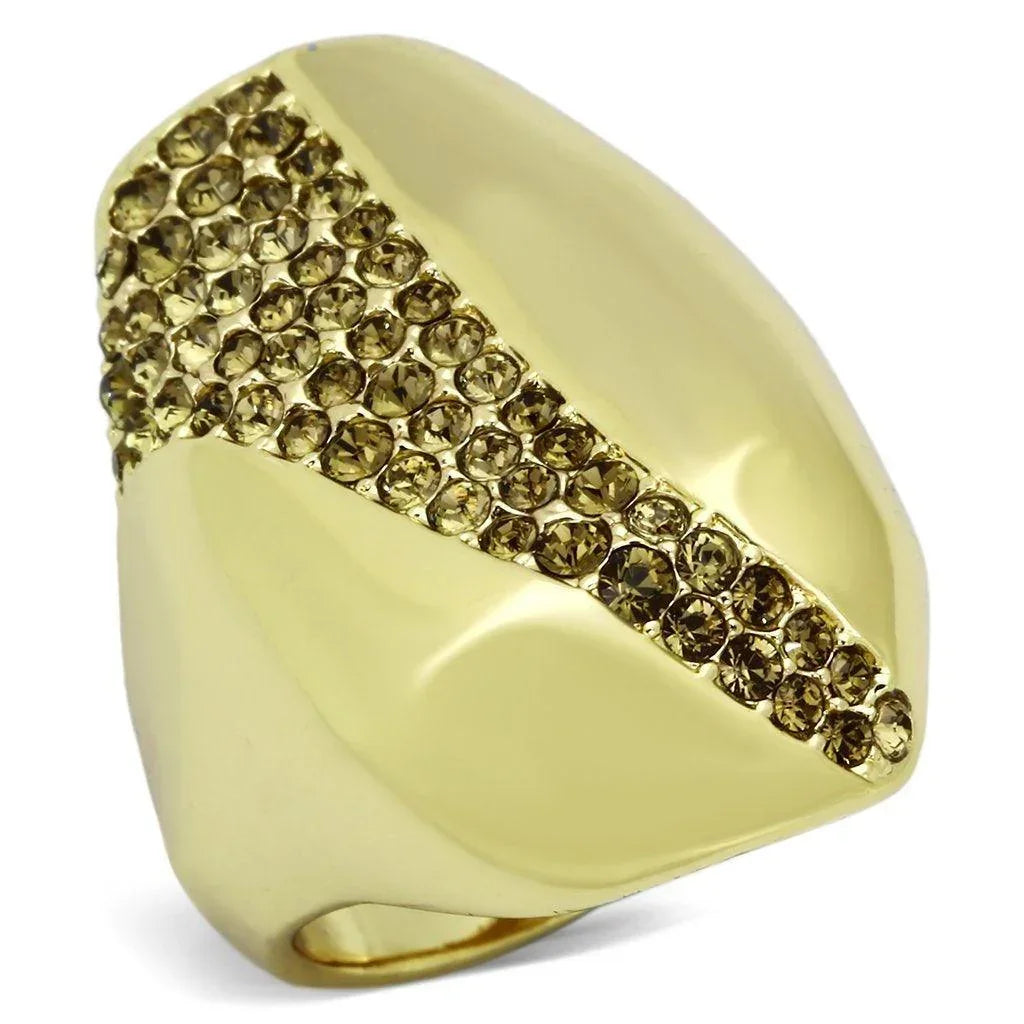 Gold Rings for Women Stainless Steel TK854 with Top Grade Crystal in Smoked Quartz - Jewelry Store by Erik Rayo