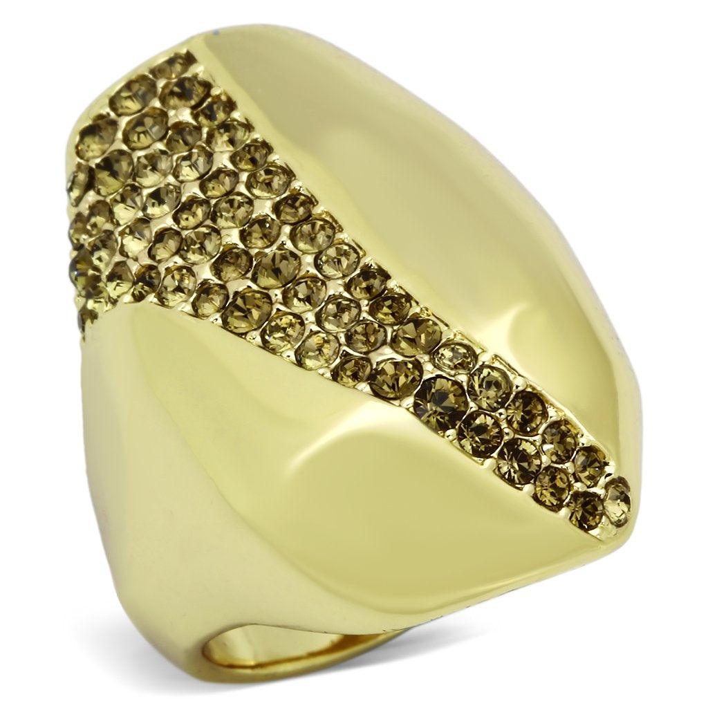 Gold Rings for Women Stainless Steel TK854 with Top Grade Crystal in Smoked Quartz