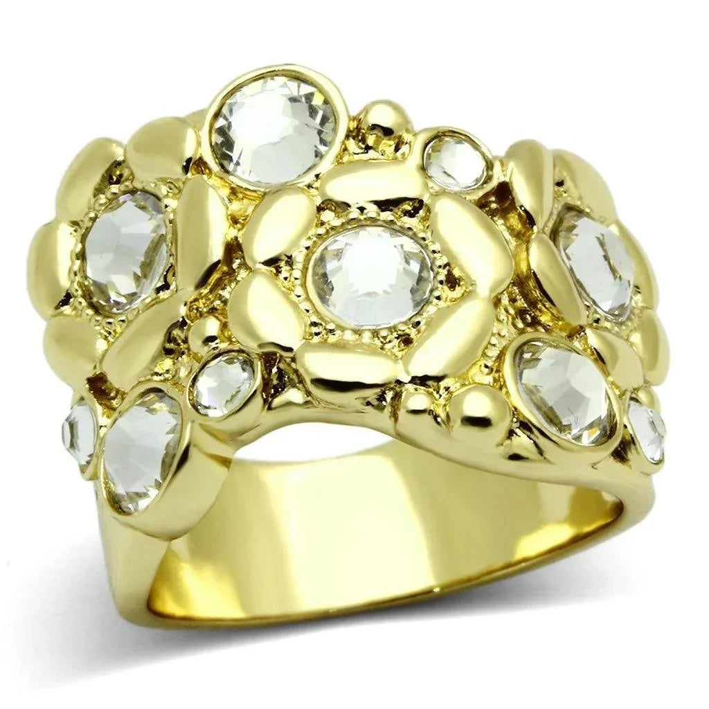 Gold Rings for Women Stainless Steel TK856 with Top Grade Crystal in Clear - Jewelry Store by Erik Rayo