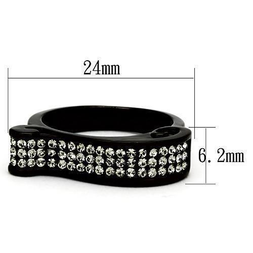 Silver Rings for Women Stainless Steel TK862 IP Black(Ion Plating) Stainless Steel Ring with Top Grade Crystal in Black Diamond - Jewelry Store by Erik Rayo