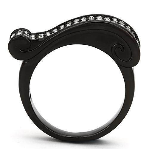 Silver Rings for Women Stainless Steel TK862 IP Black(Ion Plating) Stainless Steel Ring with Top Grade Crystal in Black Diamond - Jewelry Store by Erik Rayo