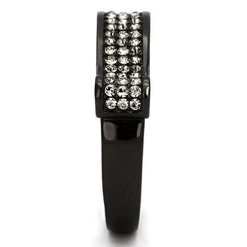 Silver Rings for Women Stainless Steel TK862 IP Black(Ion Plating) Stainless Steel Ring with Top Grade Crystal in Black Diamond - Jewelry Store by Erik Rayo