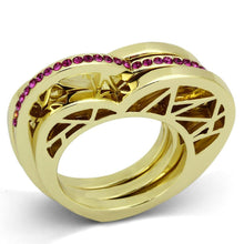 Load image into Gallery viewer, Gold Rings for Women Stainless Steel TK863 with Top Grade Crystal in Fuchsia
