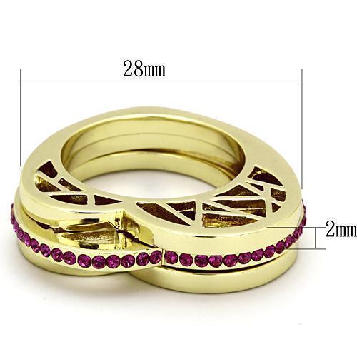 Gold Rings for Women Stainless Steel TK863 with Top Grade Crystal in Fuchsia - Jewelry Store by Erik Rayo