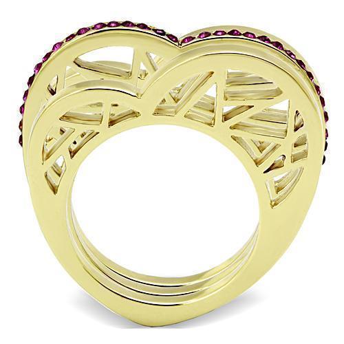 Gold Rings for Women Stainless Steel TK863 with Top Grade Crystal in Fuchsia - Jewelry Store by Erik Rayo