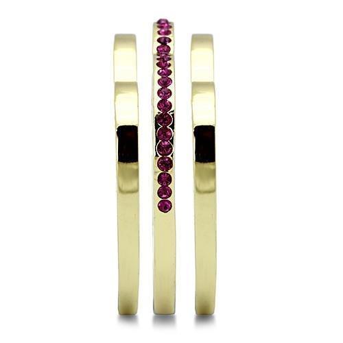 Gold Rings for Women Stainless Steel TK863 with Top Grade Crystal in Fuchsia - Jewelry Store by Erik Rayo