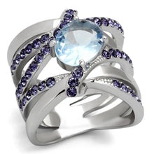 Load image into Gallery viewer, Silver Rings for Women Stainless Steel TK865 with Glass in Light Sapphire
