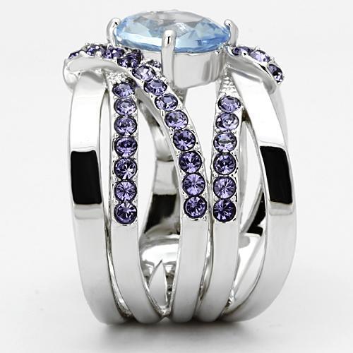 Silver Rings for Women Stainless Steel TK865 with Glass in Light Sapphire - Jewelry Store by Erik Rayo