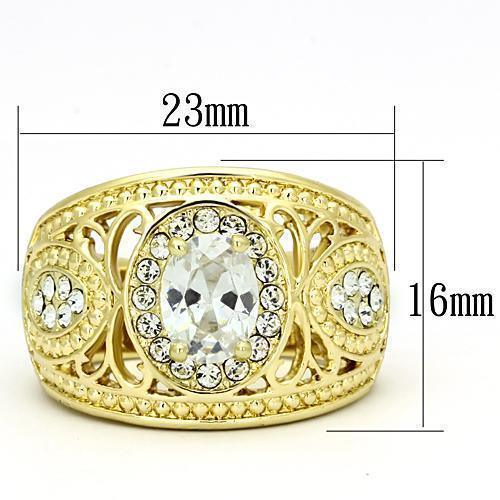 Gold Rings for Women Stainless Steel TK868 with AAA Grade Cubic Zirconia in Clear - Jewelry Store by Erik Rayo