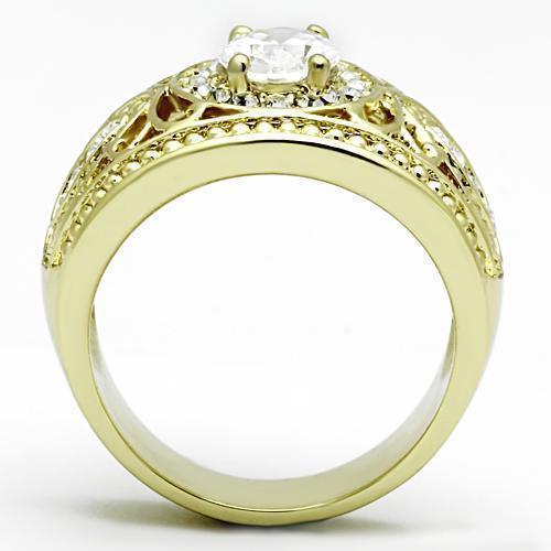 Gold Rings for Women Stainless Steel TK868 with AAA Grade Cubic Zirconia in Clear - Jewelry Store by Erik Rayo