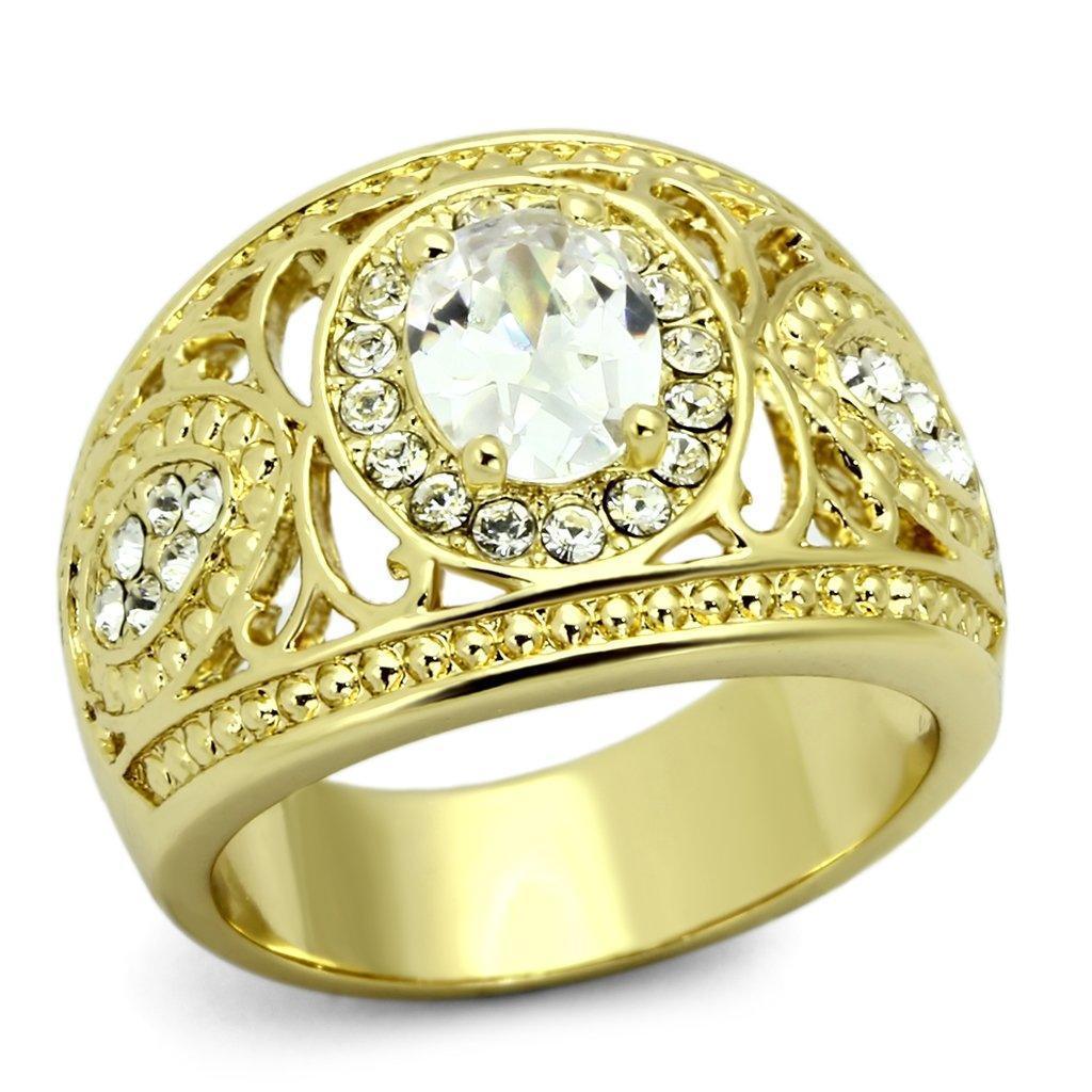 Gold Rings for Women Stainless Steel TK868 with AAA Grade Cubic Zirconia in Clear - Jewelry Store by Erik Rayo