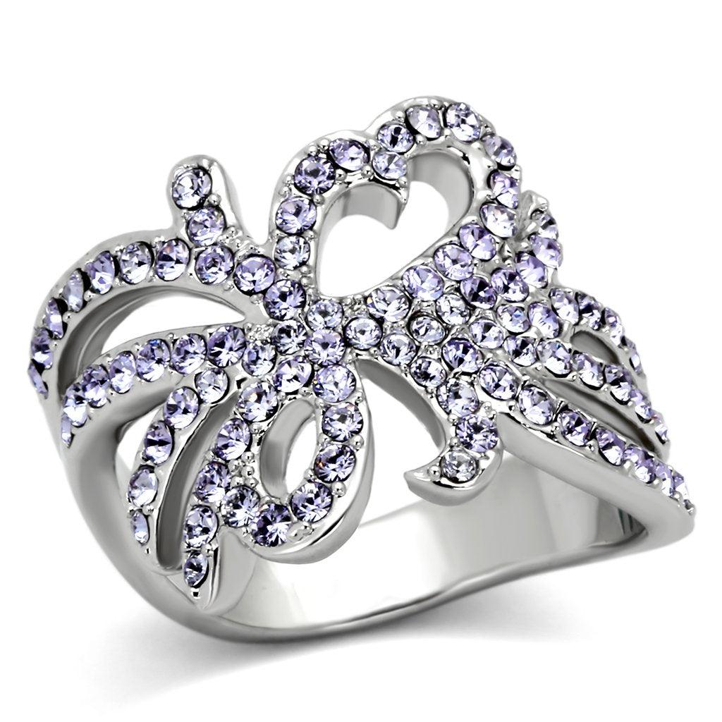 Silver Rings for Women Stainless Steel TK869 with Top Grade Crystal in Light Sapphire